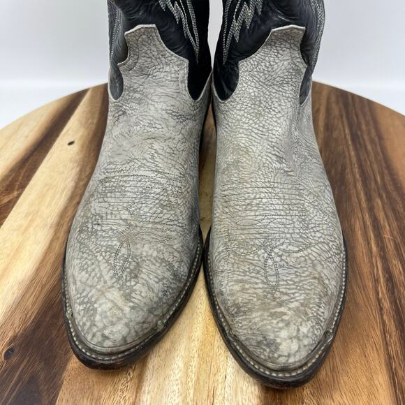 Tony Lama Men’s Size 10 E(Wide) Shrunken Bull Shoulder Gray/Black Cowboy Boots - Picture 8 of 12